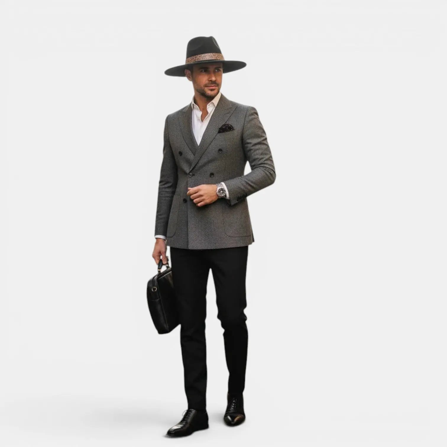 Chapeau Fedora Effet Suédine Bandeau Graphique La Boutique du Chapeau