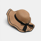 Chapeau Paille Bords Ondulés Liseré Noir Nœud Femme La Boutique du Chapeau