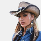 Chapeau Cowboy Paille Bandeau Perles Femme La Boutique du Chapeau