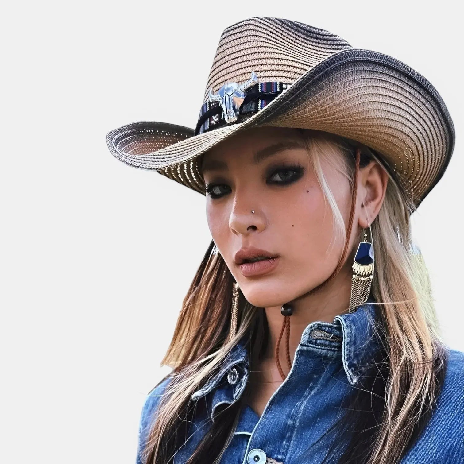 Chapeau Cowboy Paille Bandeau Perles Femme La Boutique du Chapeau