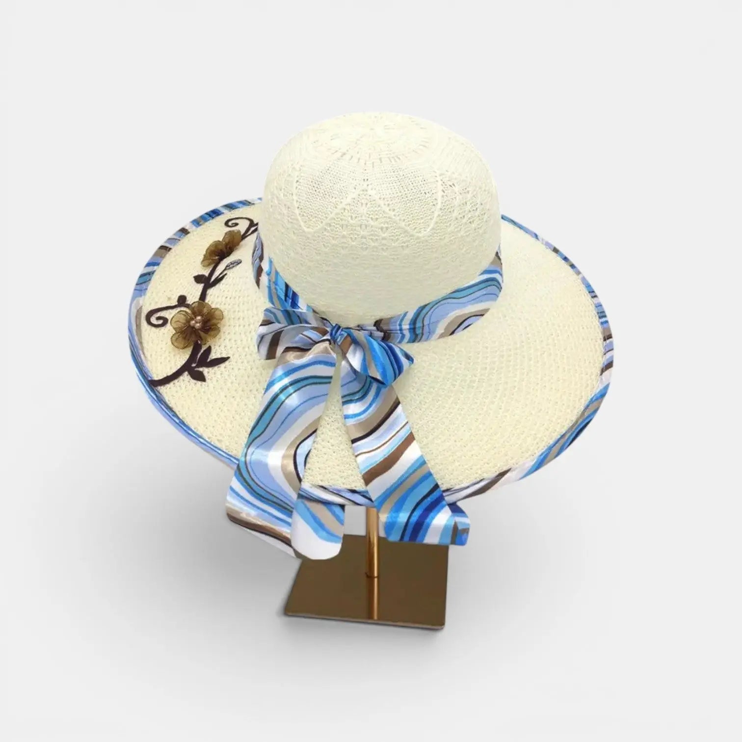Chapeau Paille Bord Large Fleurs et Ruban Femme La Boutique du Chapeau