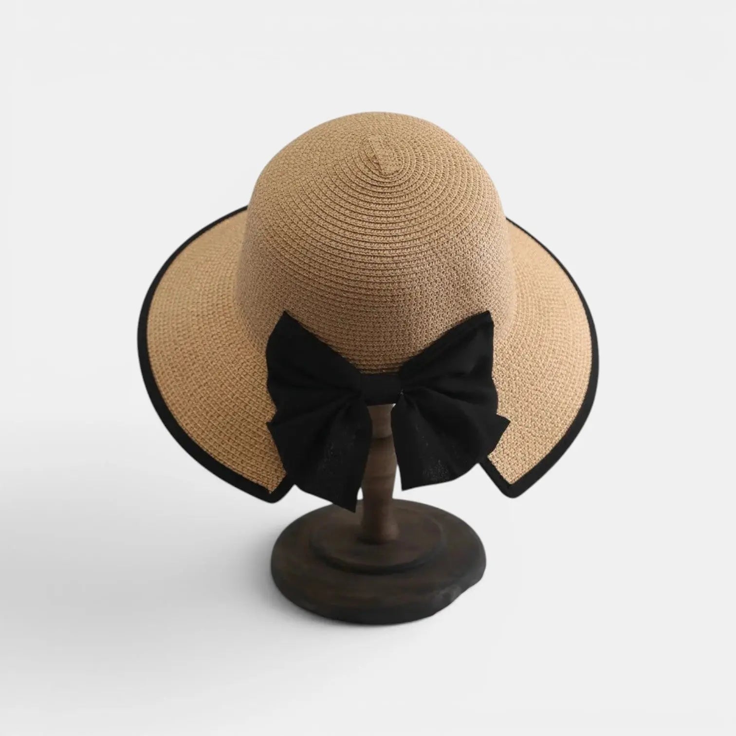 Chapeau Paille Tressée Bord Large Nœud Noir Femme La Boutique du Chapeau