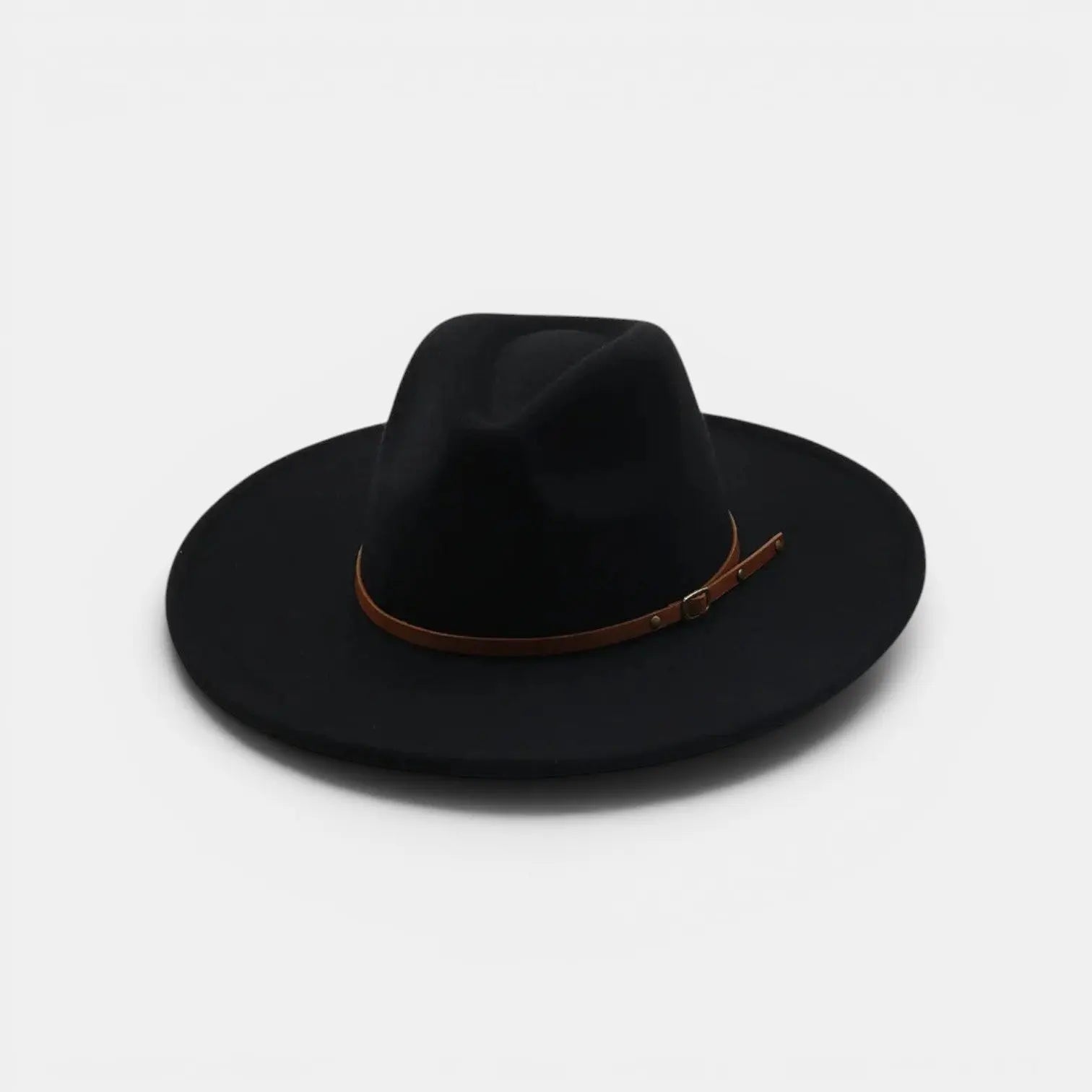 Chapeau Fedora Feutre Bord Large Bande Cuir Unisexe