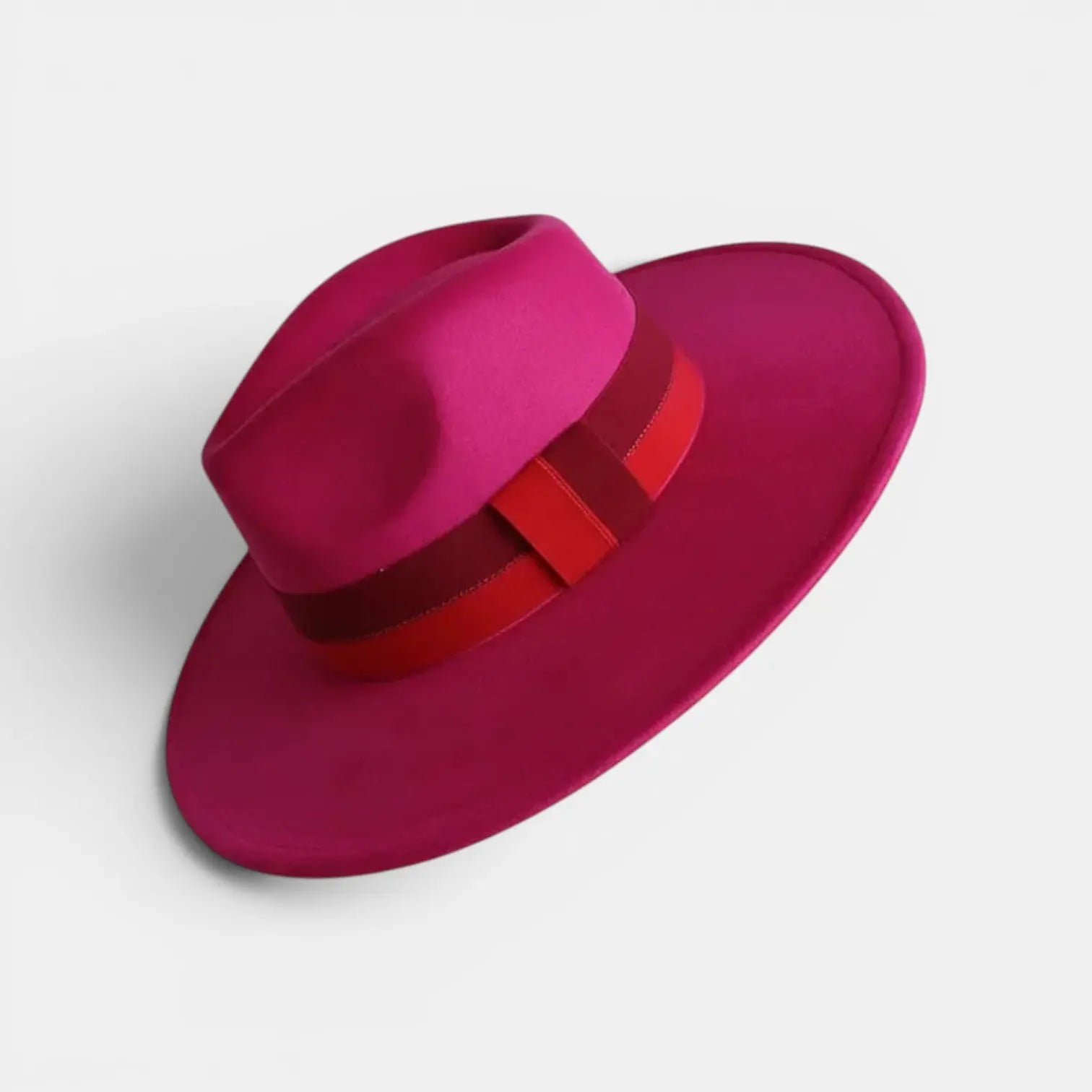 Chapeau Fedora Suédine Bord Large Ruban Contrasté