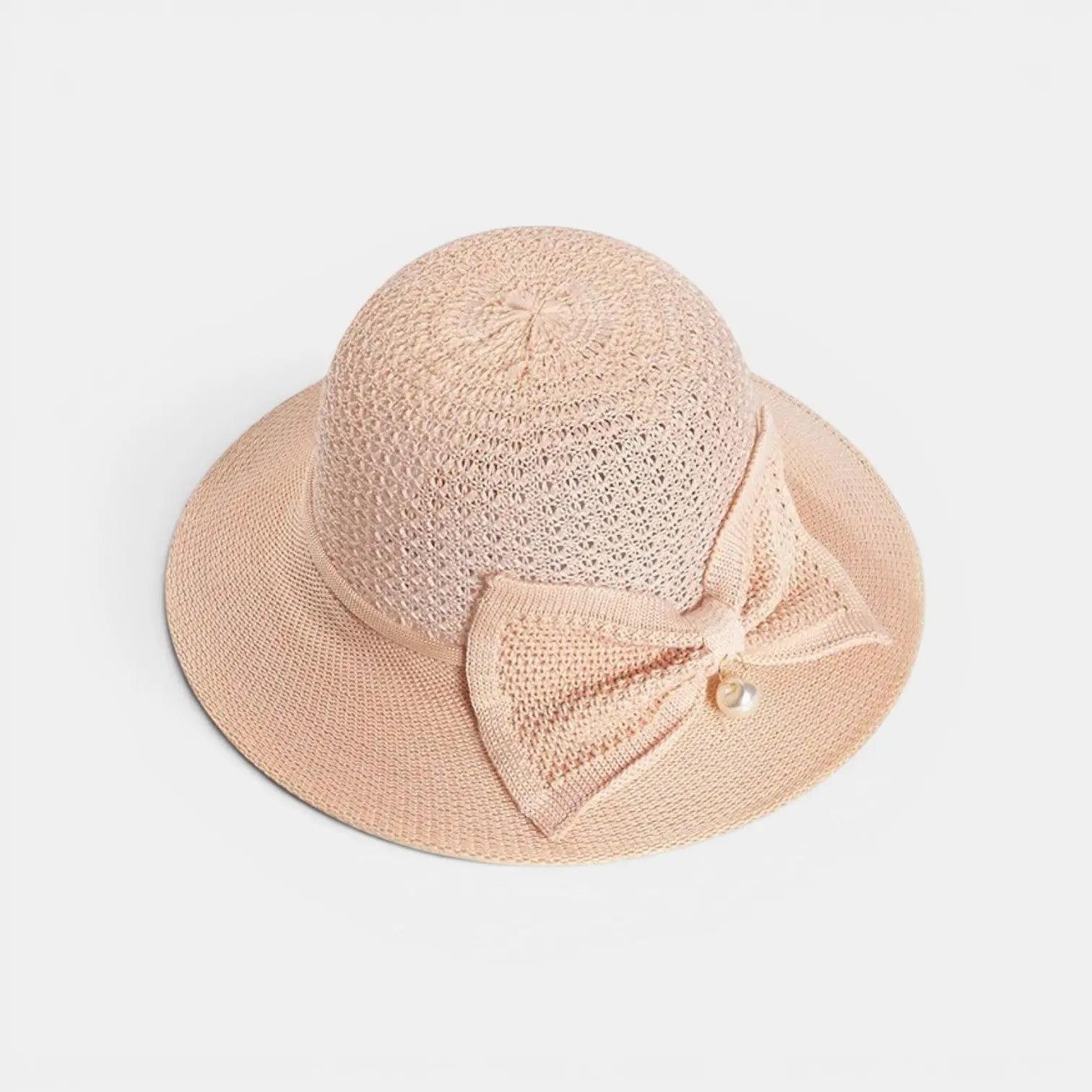 Chapeau Paille Crochet Nœud Perle Femme