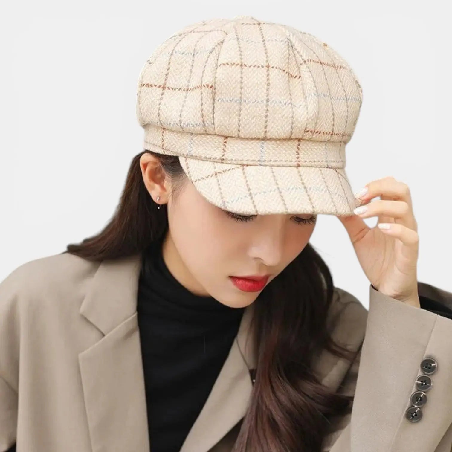 Casquette Gavroche à Carreaux en Tweed Femme La Boutique du Chapeau