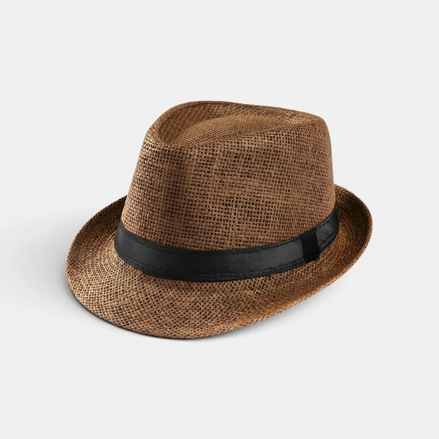 Chapeau Panama Paille Tressée Homme Femme Bande Noire