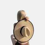 Chapeau Paille Canotier Bord Large Ruban Noir Femme La Boutique du Chapeau