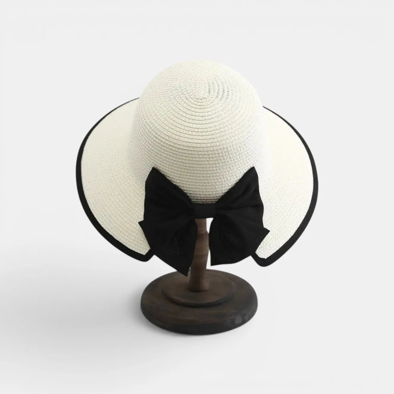Chapeau Paille Tressée Bord Large Nœud Noir Femme La Boutique du Chapeau