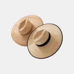 Chapeau Paille Canotier Bord Large Ruban Noir Femme La Boutique du Chapeau