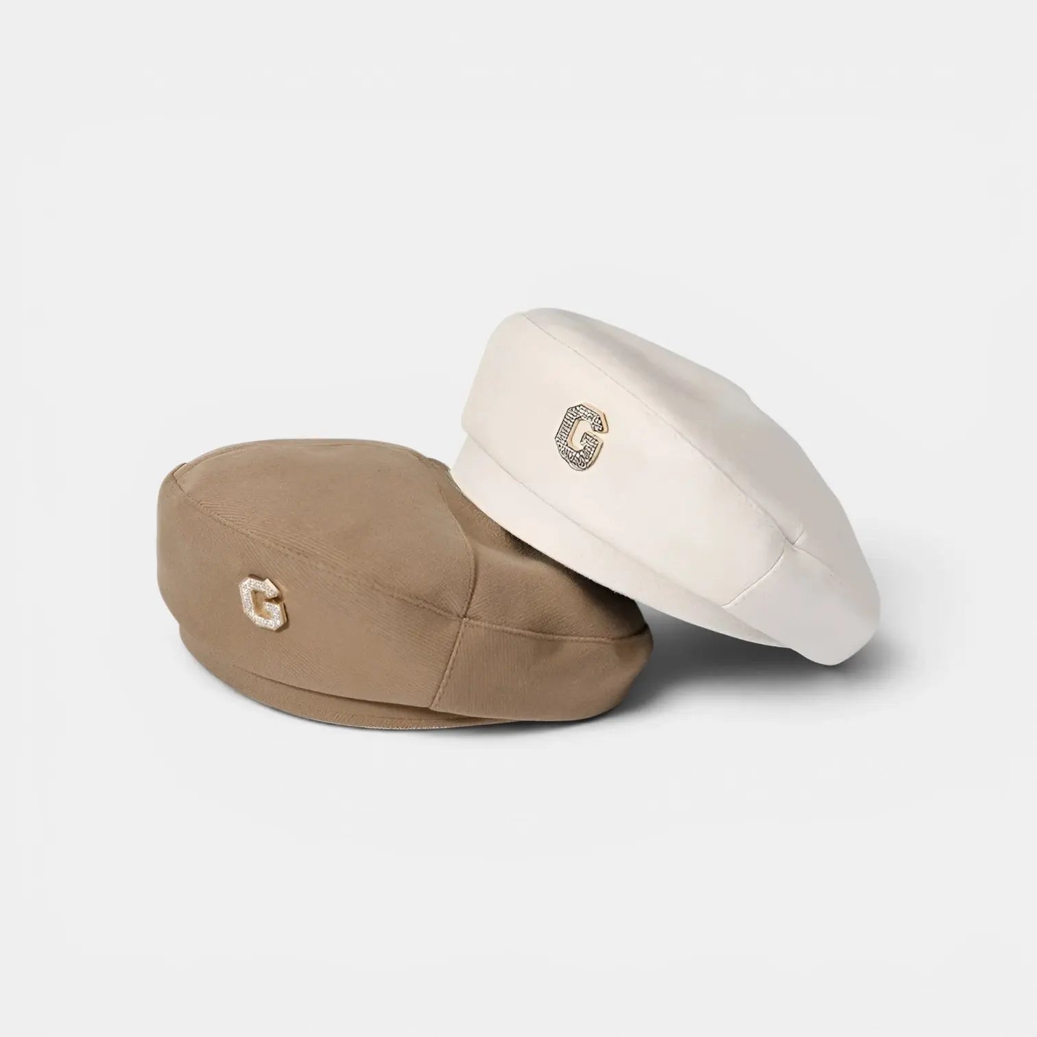 Béret Coton Femme Broche Initiale G