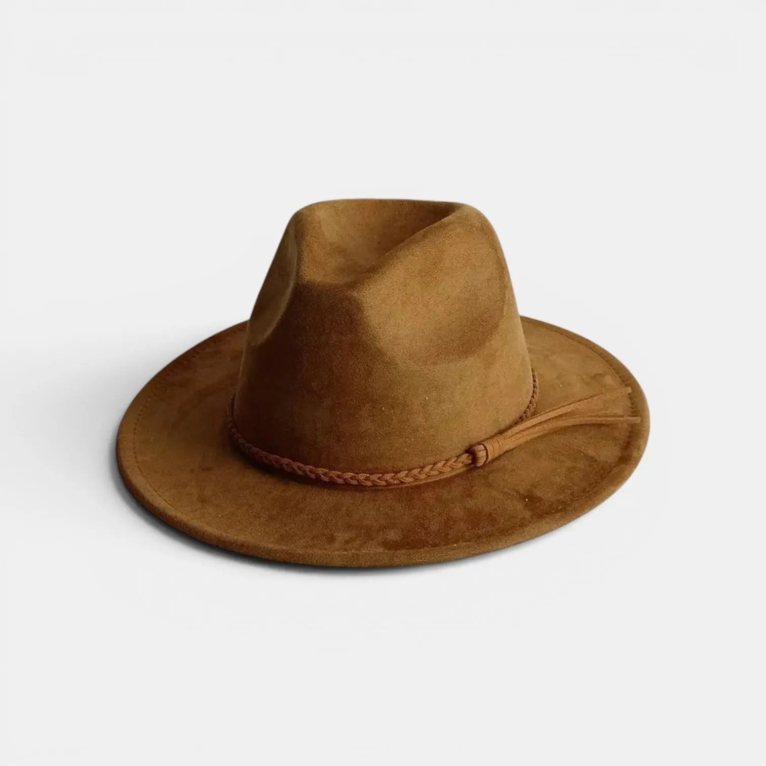 Chapeau Fedora Suédine Bord Large avec Boucle Métal