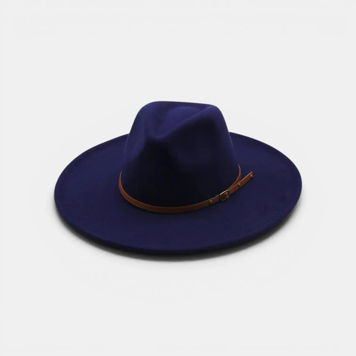 Chapeau Fedora Feutre Bord Large Bande Cuir Unisexe