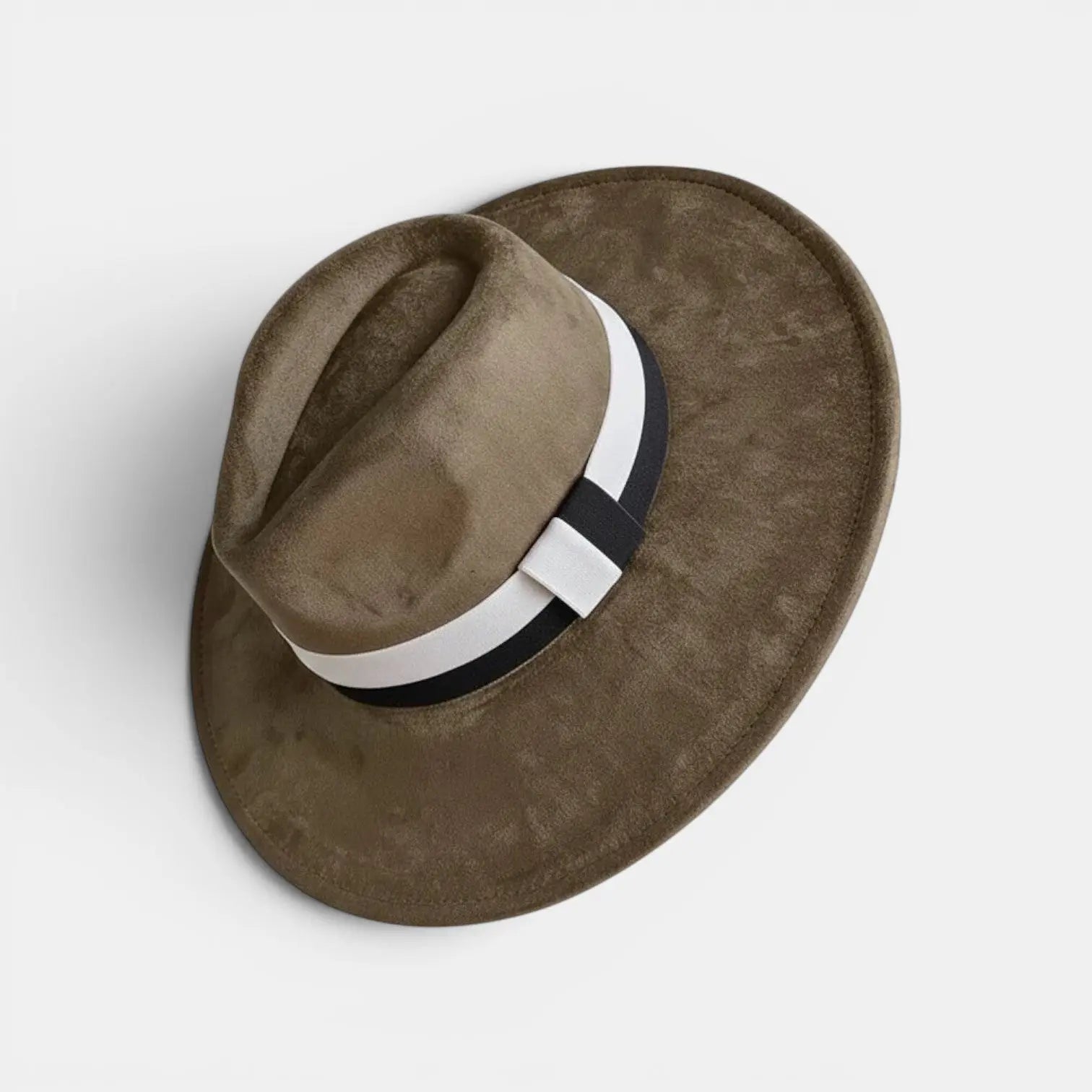 Chapeau Fedora Suédine Bord Large Ruban Contrasté