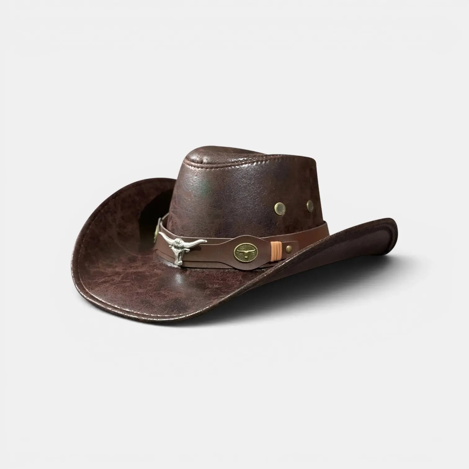 Chapeau Cowboy Cuir Vieilli Longhorn Homme Femme La Boutique du Chapeau
