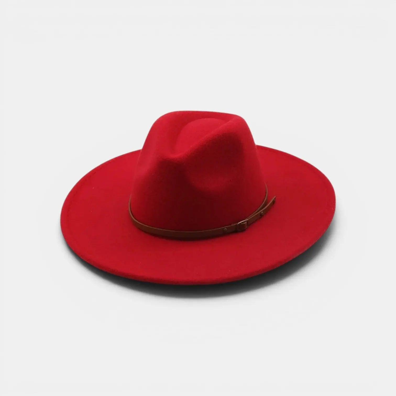 Chapeau Fedora Feutre Bord Large Bande Cuir Unisexe