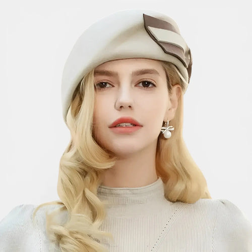 Béret Laine Femme Chic avec Nœud Bicolore La Boutique du Chapeau
