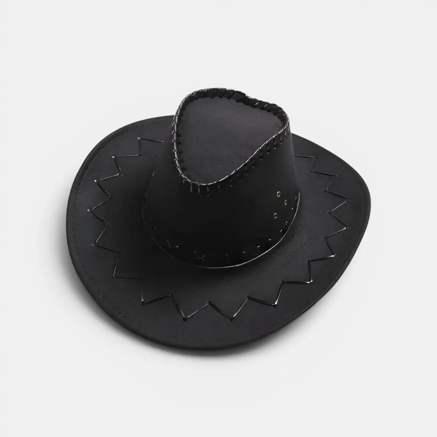 Chapeau Cowboy Suédine Bord Large Coutures Zigzag La Boutique du Chapeau