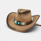 Chapeau Cowboy Paille Bandeau Perles Femme La Boutique du Chapeau