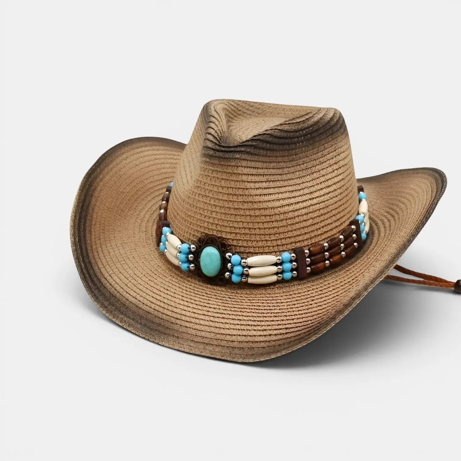 Chapeau Cowboy Paille Bandeau Perles Femme La Boutique du Chapeau