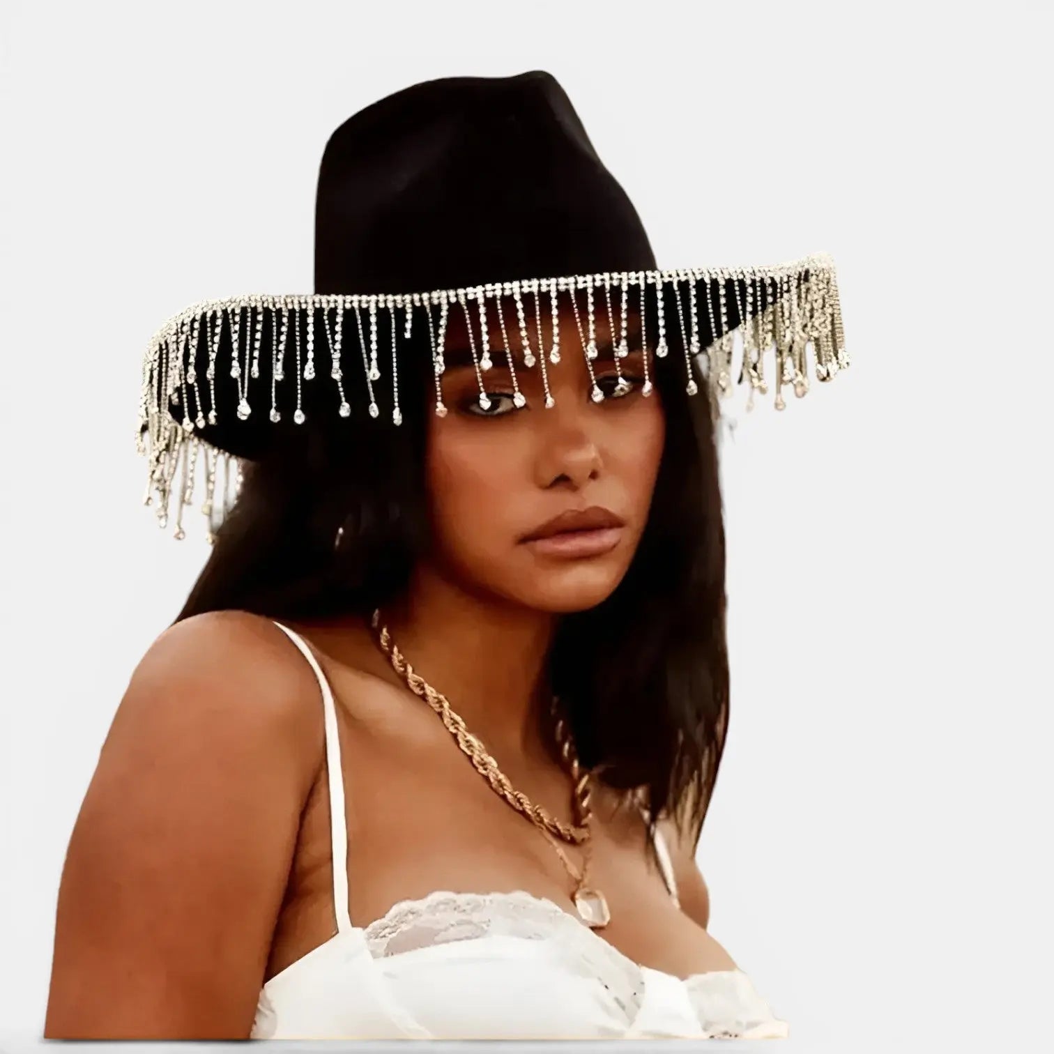Chapeau Cowboy Feutrine Franges Strass Femme La Boutique du Chapeau