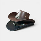 Chapeau Cowboy Cuir Bord Large avec Cordon Unisexe La Boutique du Chapeau
