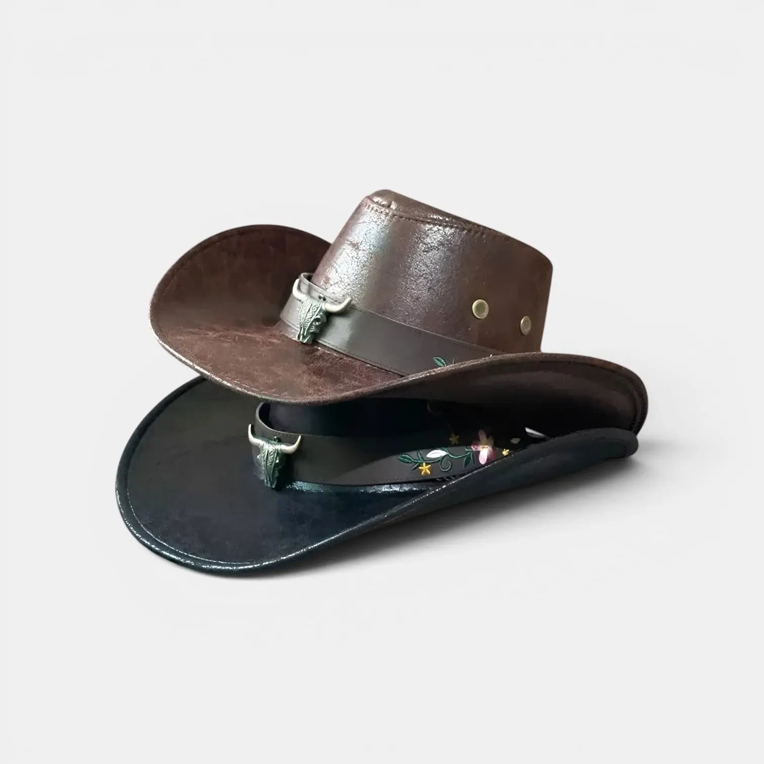 Chapeau Cowboy Cuir Bord Large avec Cordon Unisexe La Boutique du Chapeau
