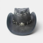 Chapeau Cowboy Cuir Véritable Rivets Crâne Homme La Boutique du Chapeau