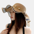 Chapeau Paille Bord Large Vague Perles Femme La Boutique du Chapeau