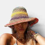 Bob Paille Crochet Multicolore Bord Large Femme La Boutique du Chapeau