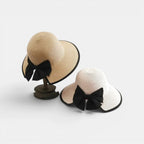 Chapeau Paille Tressée Bord Large Nœud Noir Femme La Boutique du Chapeau