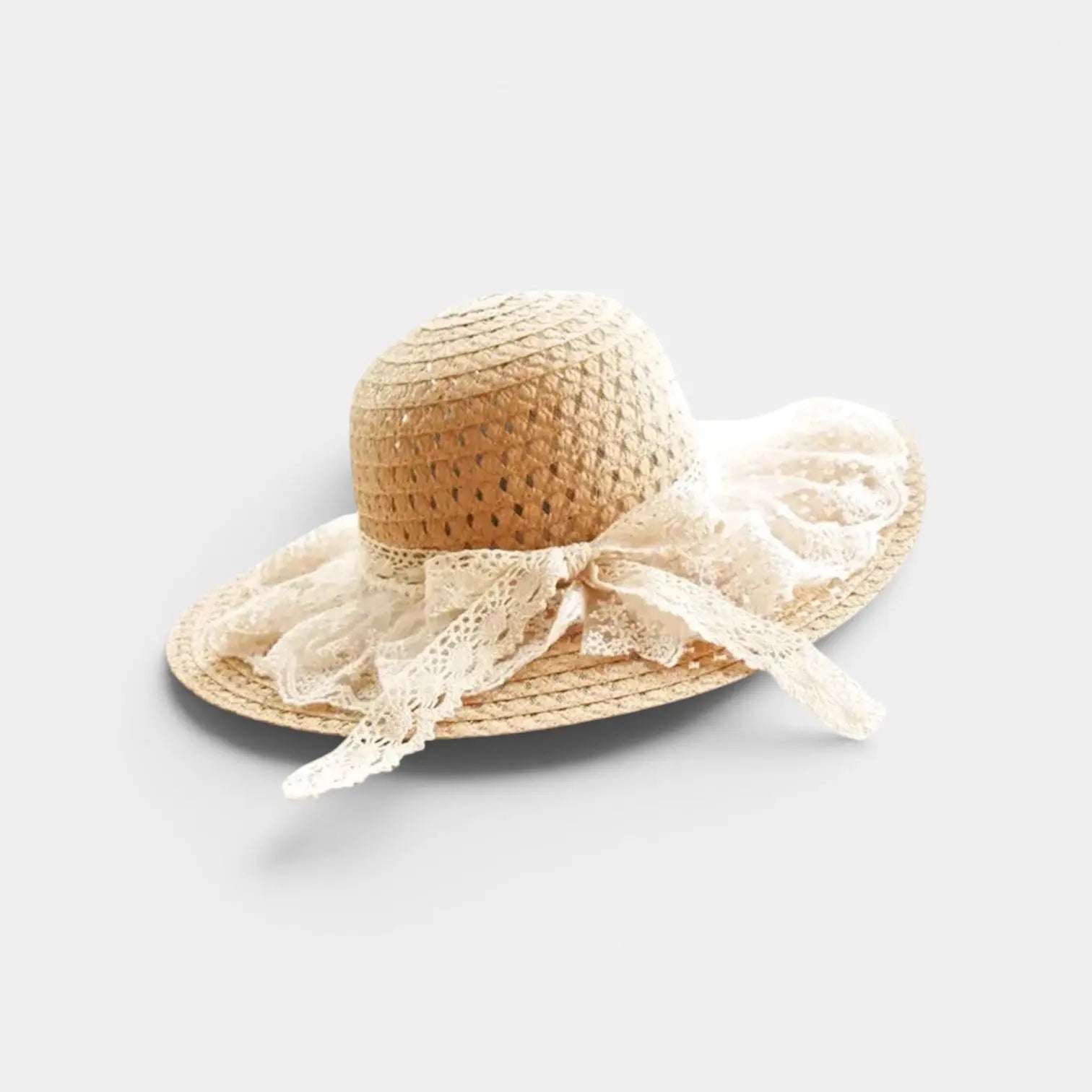 Chapeau Paille Tressée Ajourée Bord Large Dentelle Femme La Boutique du Chapeau