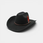 Chapeau Cowboy Feutre Bord Large avec Plumes Unisexe La Boutique du Chapeau