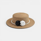 Chapeau Paille Femme Fleurs et Perles Bord Large La Boutique du Chapeau