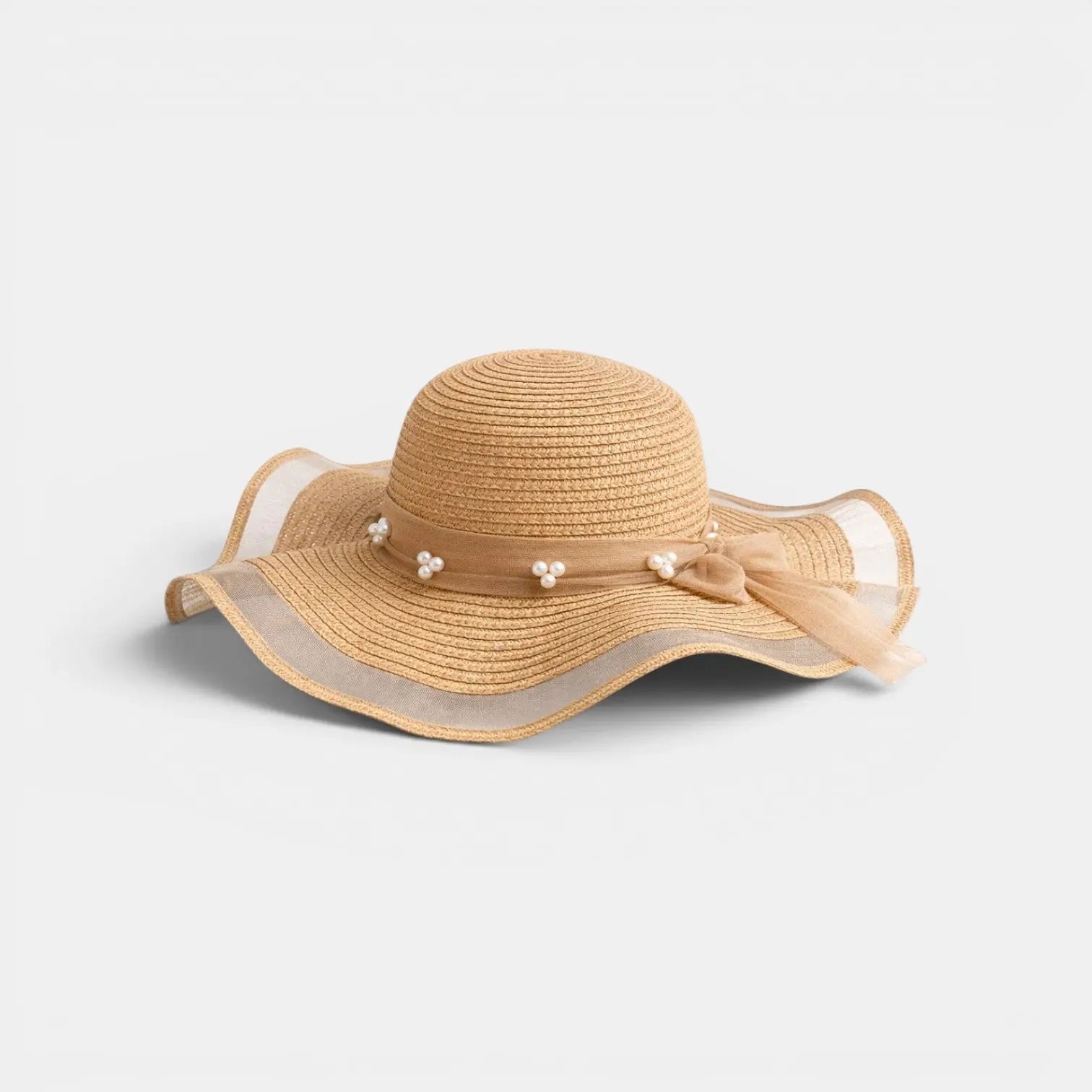 Chapeau Paille Bord Large Vague Perles Femme La Boutique du Chapeau