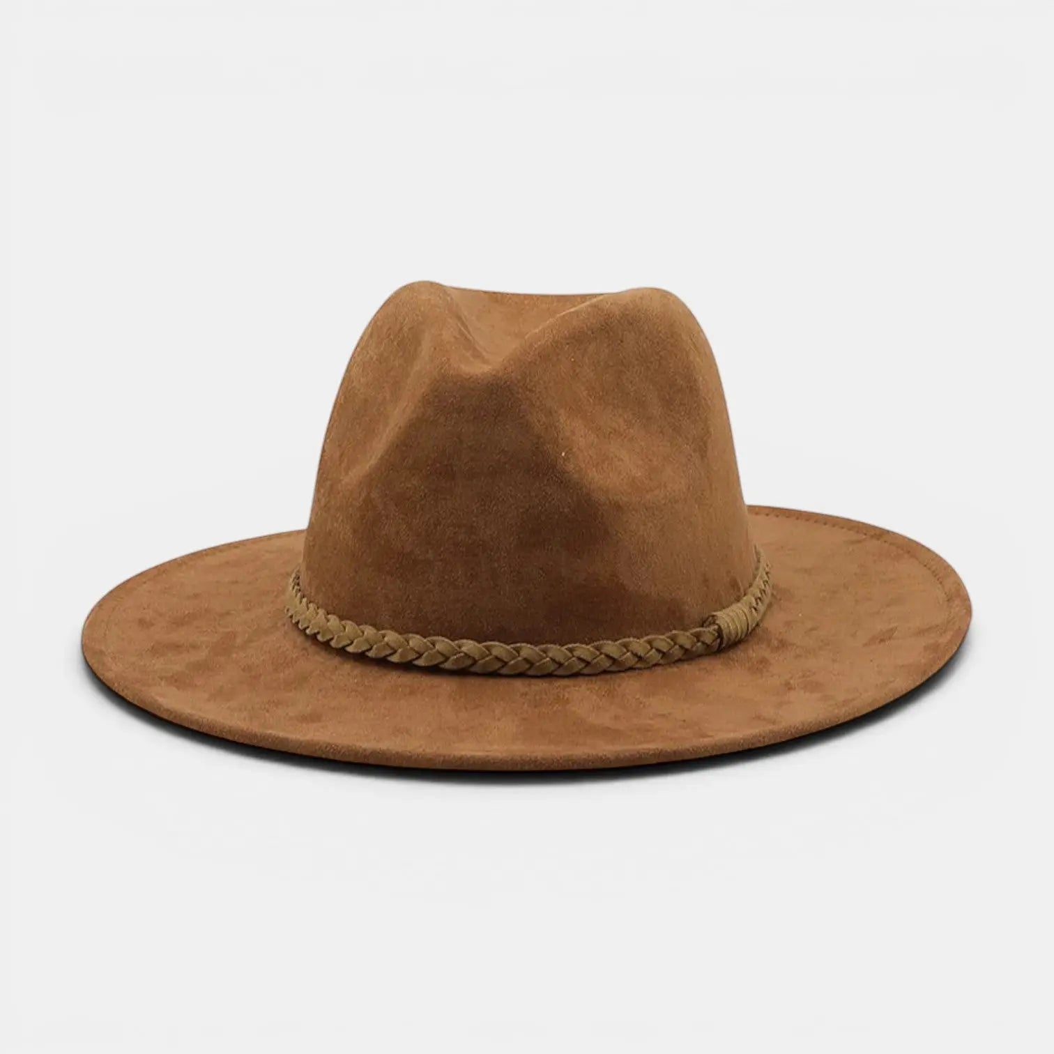 Chapeau Fedora Suédine Bord Large Tresse Unisexe La Boutique du Chapeau