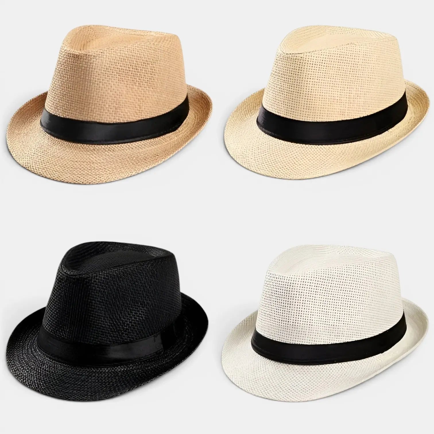 La Boutique du Chapeau Panama en paille tressée, disponible en plusieurs couleurs, avec bande noire.