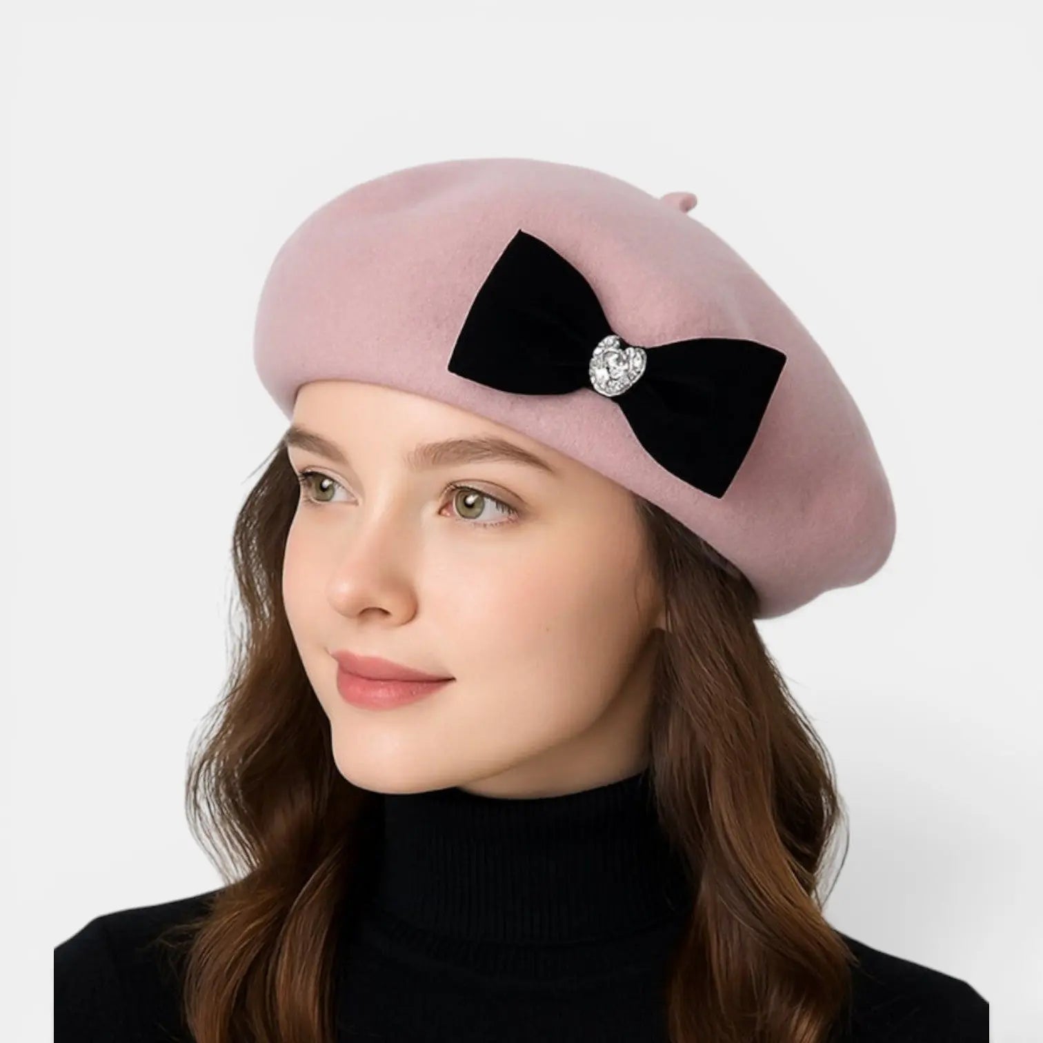 Béret Laine Nœud Velours Femme