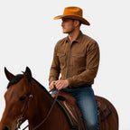 Chapeau Cowboy Feutre Bord Large Cordon Tressé Unisexe La Boutique du Chapeau