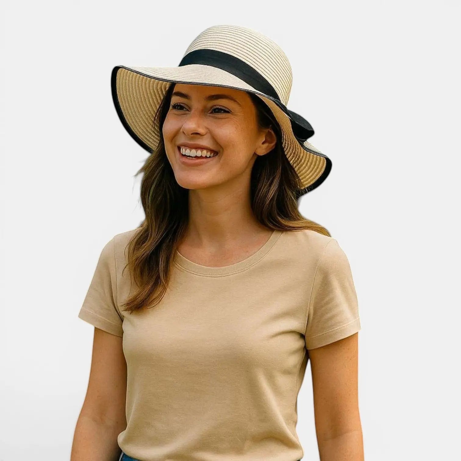 Chapeau Paille Bords Ondulés Liseré Noir Nœud Femme La Boutique du Chapeau