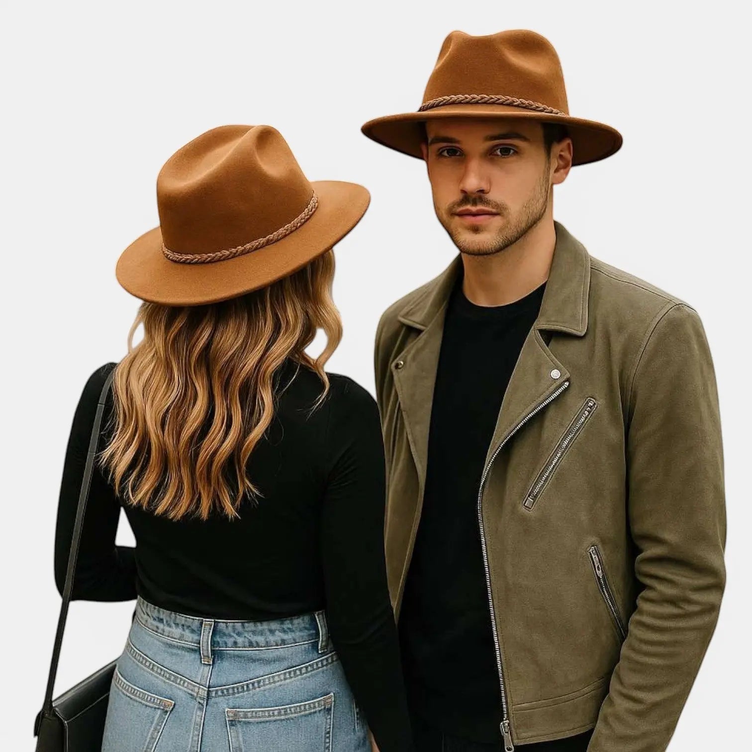 Chapeau Fedora Suédine Bord Large Tresse Unisexe La Boutique du Chapeau