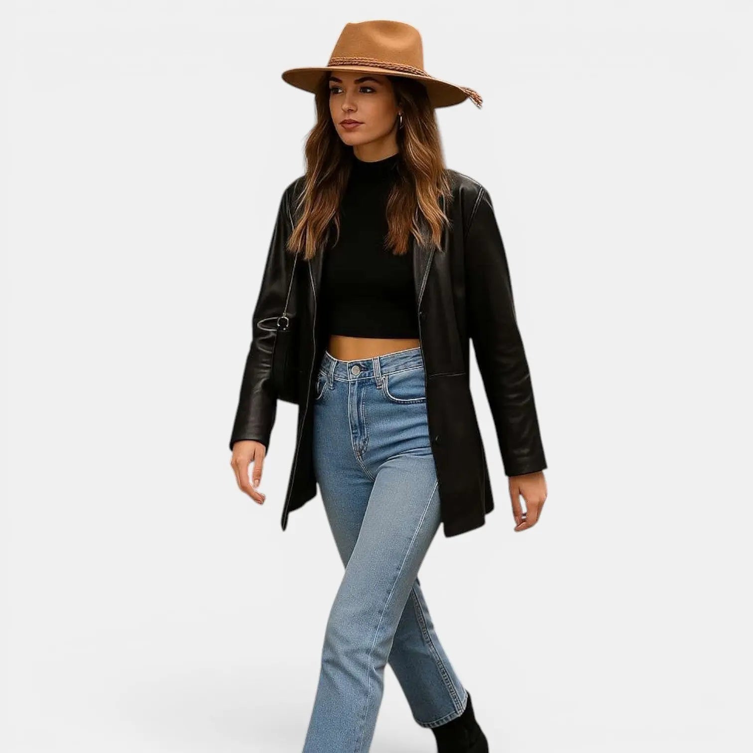 Chapeau Fedora Suède Bord Large Tresse Unisexe